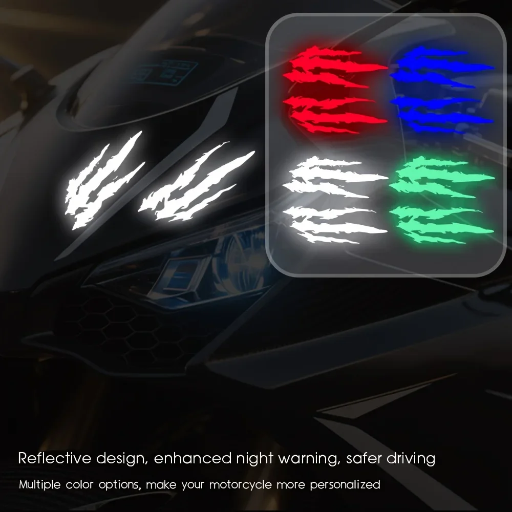 قطعتان من ملصقات الدراجات النارية المتوهجة في الظلام - مقاومة للماء لخزان وقود الدراجة النارية، خوذة - ديكور آمن لراكبي الدراجات النارية