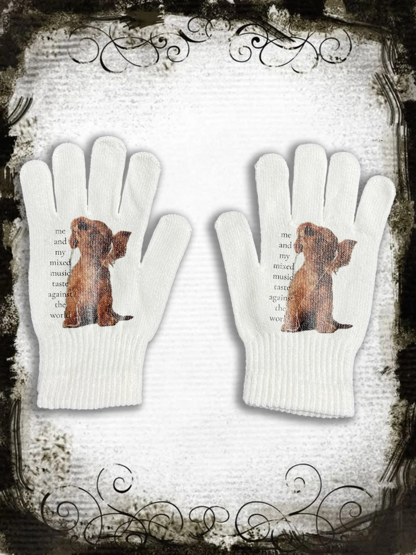 

Перчатки без пальцев с принтом Y2K Revival, трикотажные, в уличном стиле, с сенсорным экраном, на кончиках пальцев