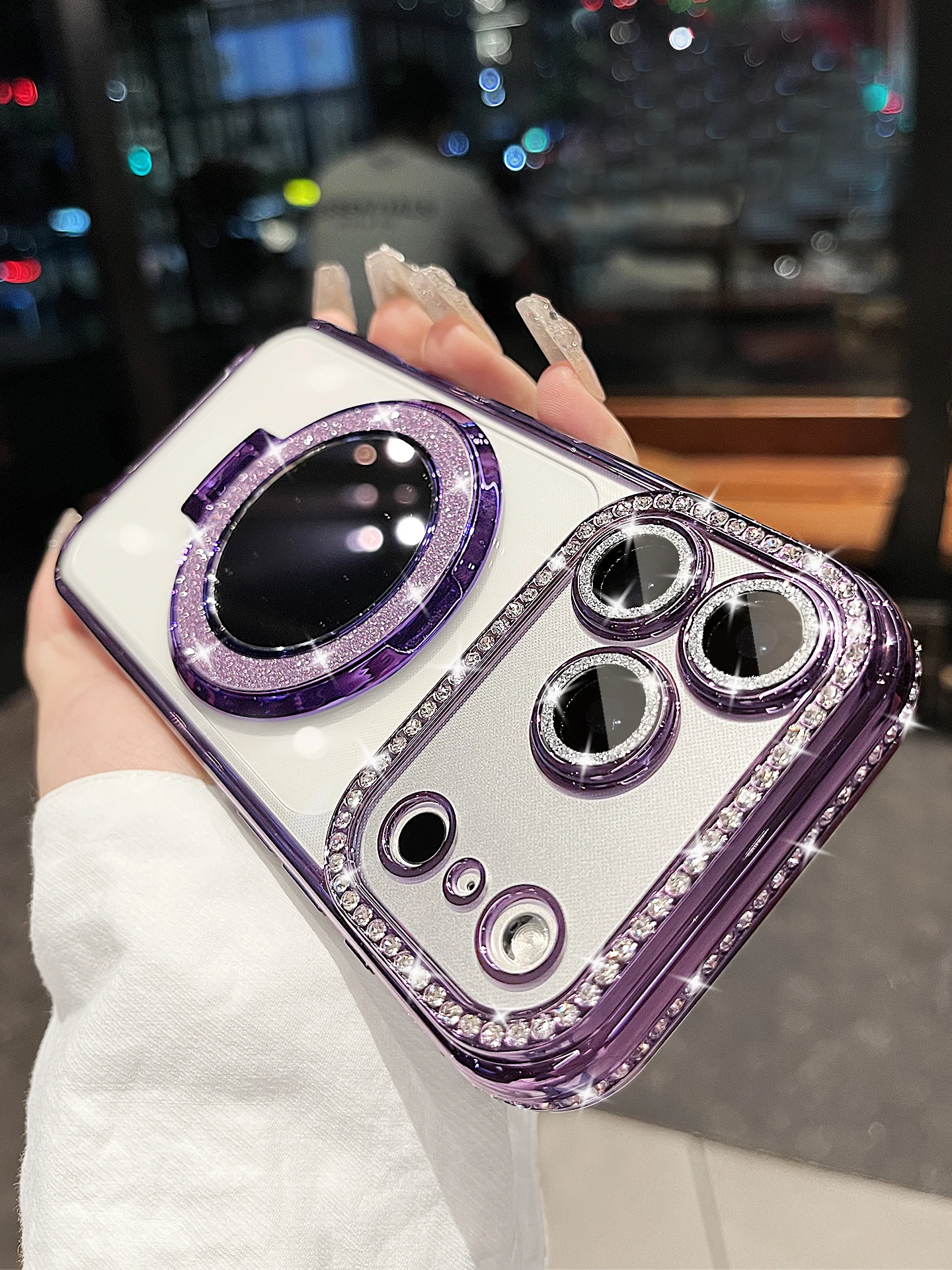 حافظة فاخرة لامعة IMD مرآة ماسية لهاتف آيفون 16 14 11 12 13 15 17 Pro Max مرآة مكياج مطلية بالكهرباء INS Fundas