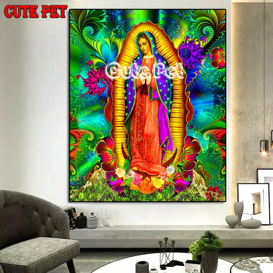 Meksyk Guadalupe maryja dziewica 5D DIY diament malarstwo cross stitch mozaika naszej pani fatimy haft rhinestone ikona religijna