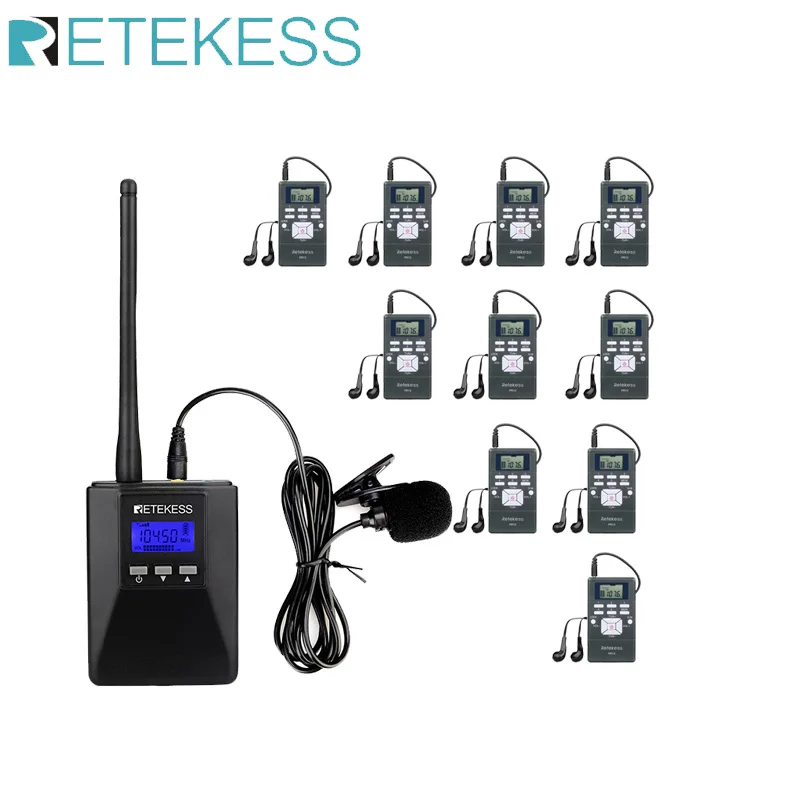 Retekess TR506 FM Transmitter Wireless Audio Tour Guide System 10pc PR13 FM Radio Receiver For Guide Church Travelling Meeting