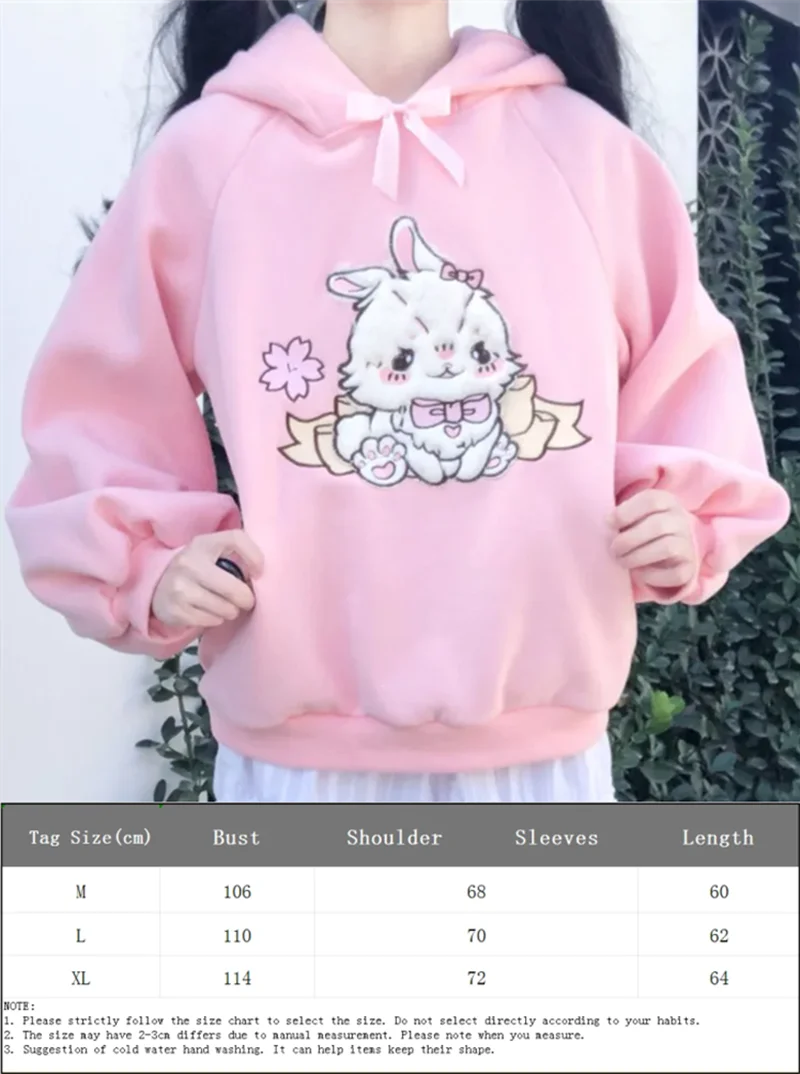 2025 가을 여성 레이스 넥 귀여운 후드티 하라주쿠 카와이 스웨트셔츠 로리타 소녀 핑크 풀오버 양털과 캔디 자수 스웨트셔츠