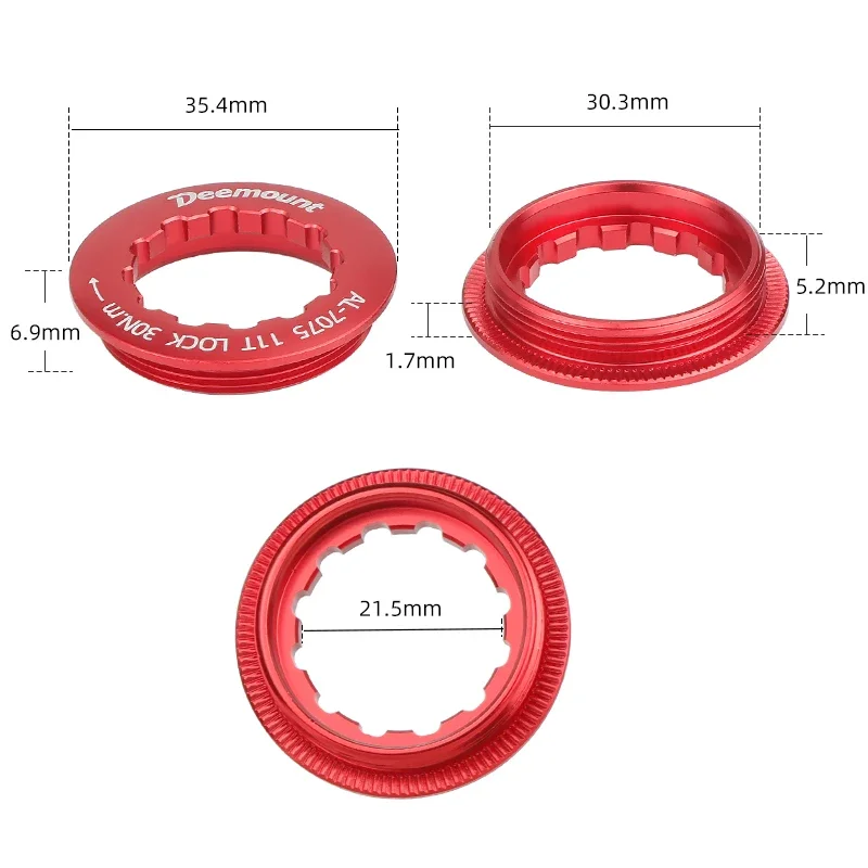 Lockring for Bicycle 11T Cassette Sprocket CNC-machined Alloy Threaded Fixing Ring Fastening Cap 12 Notch Flywheel Hub Firm Lock