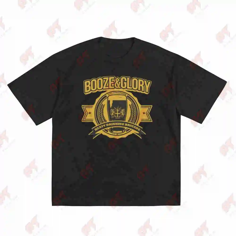 Booze Glory Band Punk Short Sleeve Tee 100% Cotton T-Shirt