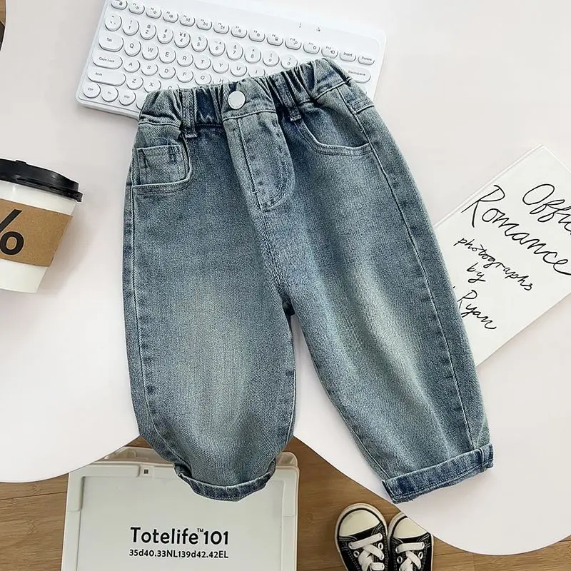 

Boys' jeans Spring and Autumn new styles Children's Korean version pants Handsome Kids' versatile pants