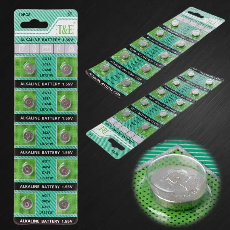 10PCS AG11 LR721 362 SR721 162 1.55V Alkaline Button Coin Cell Batteries for Watch Remote Control
