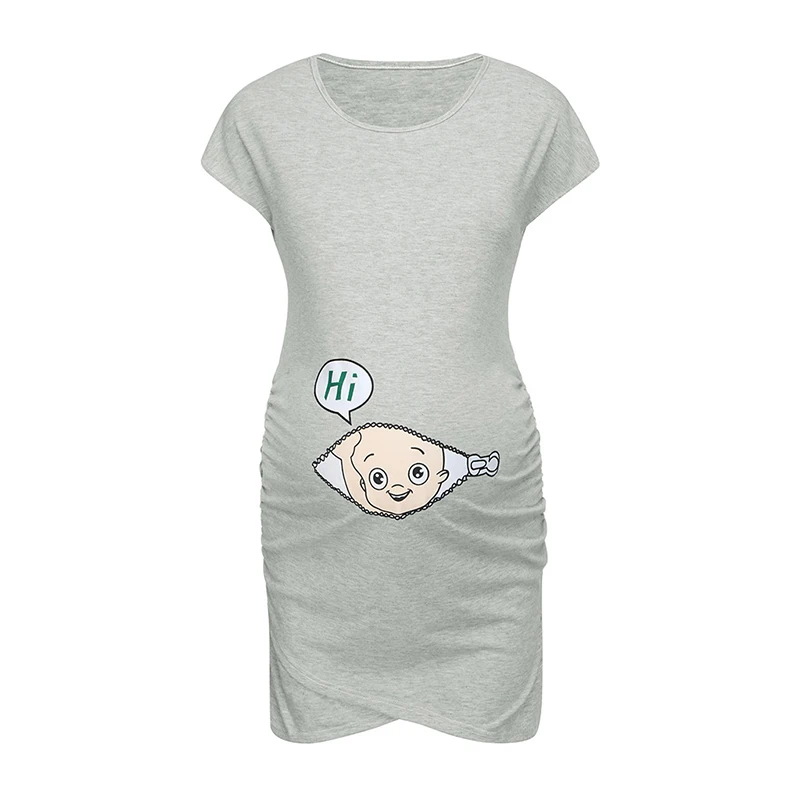 Süßes Umstandskleid, lockeres Freizeitkleid, Damen-Umstandskleidung, Übergröße, schwangere Frau, Umstandskleid – Detail 11