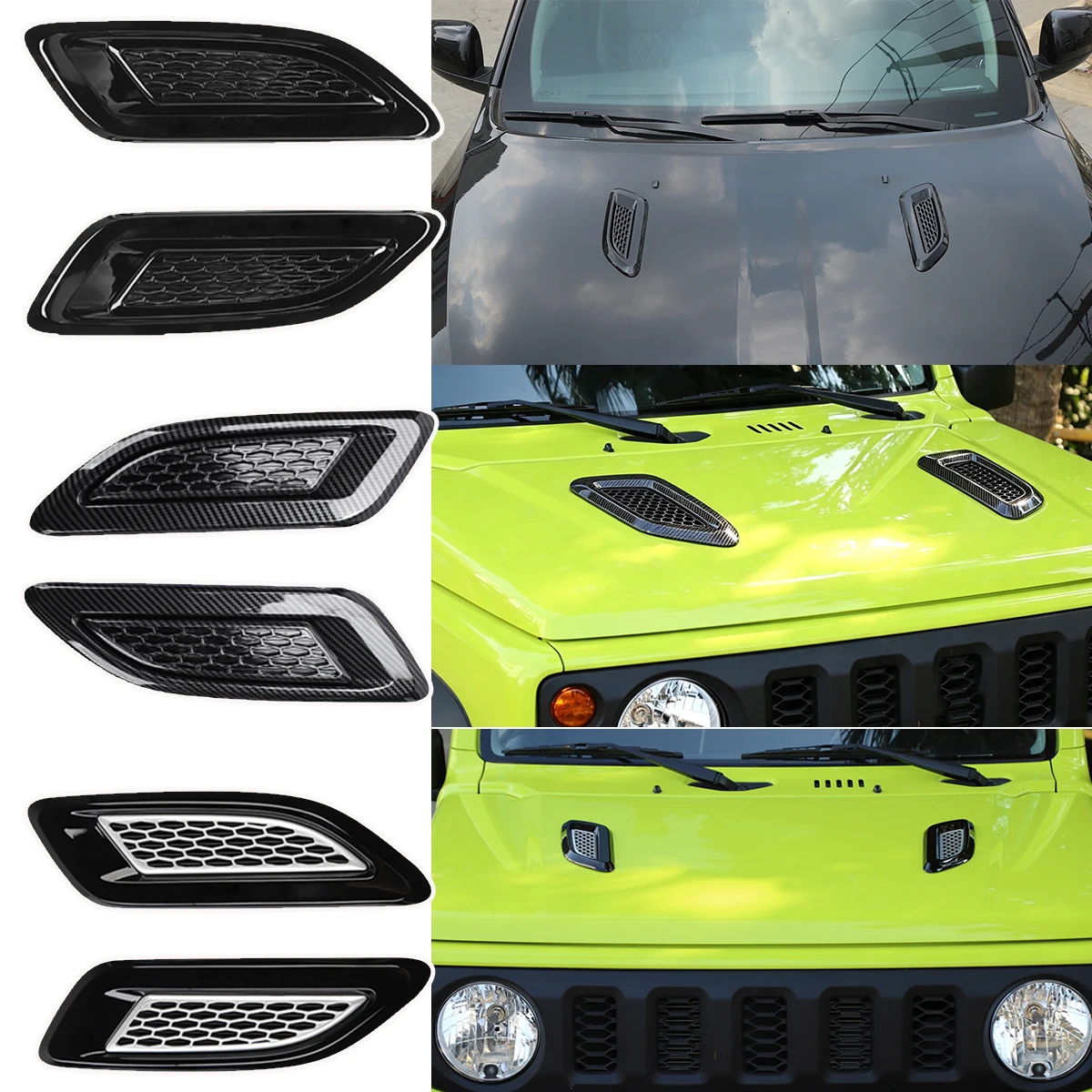 Front Bonnet Engine Hood Air Vent Decoration Cover Trim for Jeep Wrangler JK JL JT 2007+ Suzuki Jimny 2018+ Dodge Durango 2011+