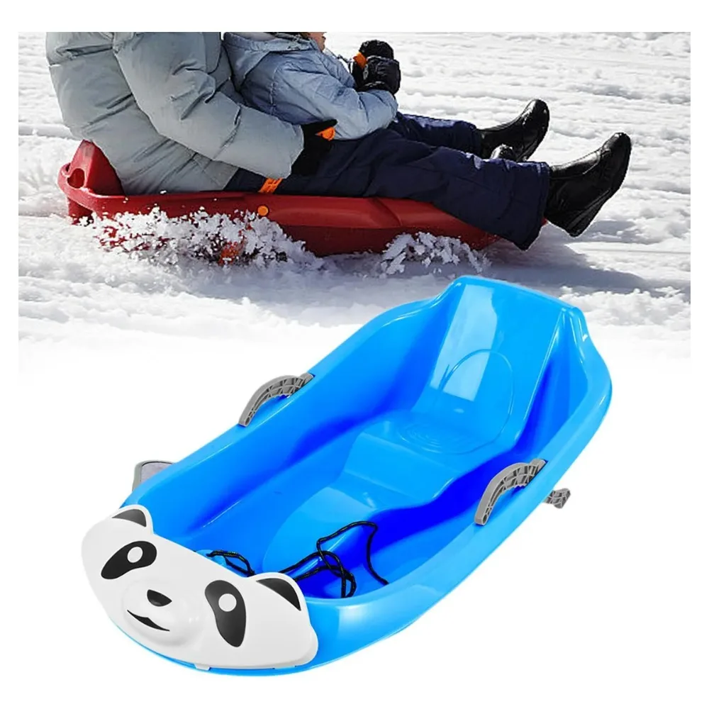 

Гибкие пластиковые санки-тобогганы для детей и малышей на 2 человек с веревкой для тяги и ручками, для скоростного спуска и развлечений на открытом воздухе и газоне