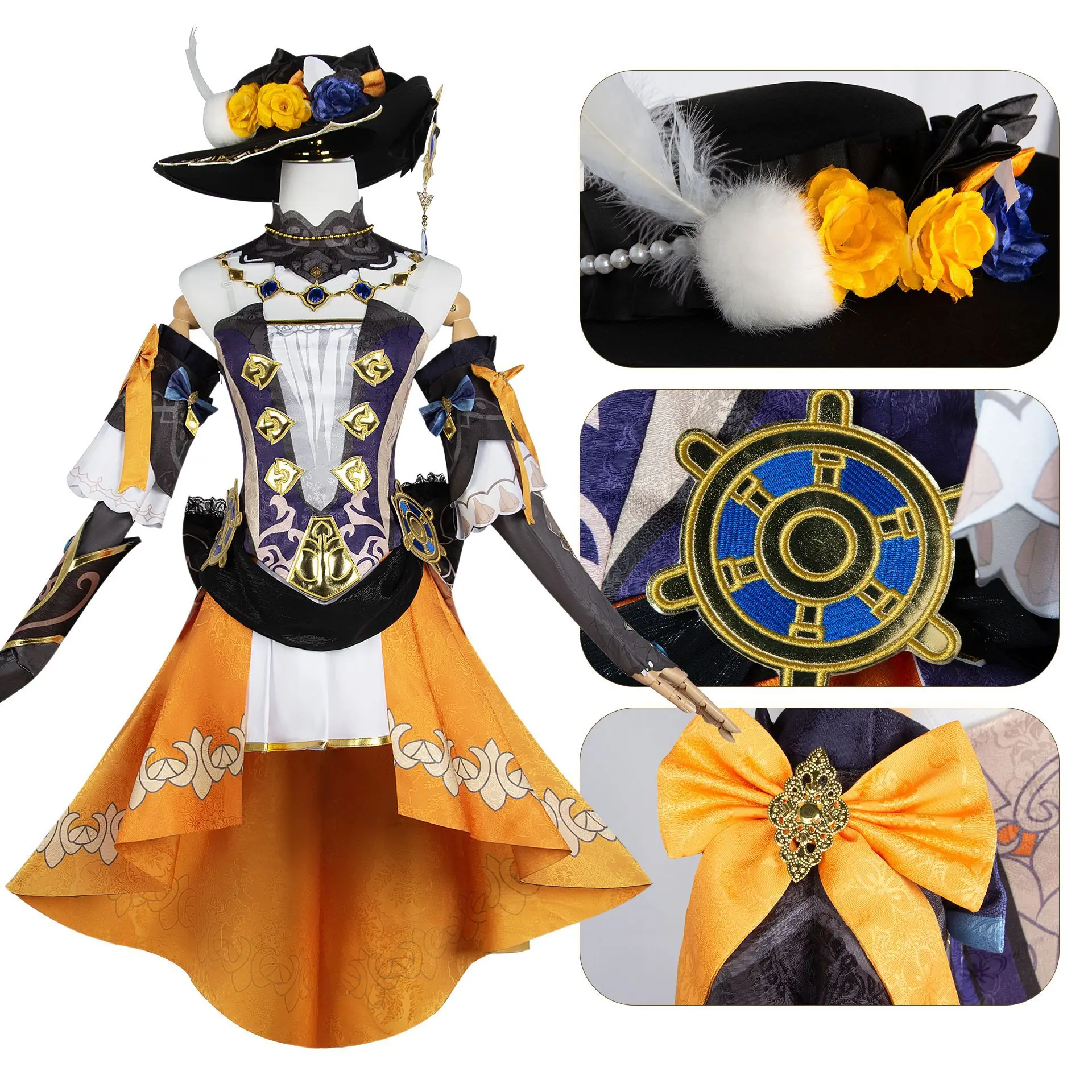 Genshin Impact Fontaine Navia Parrucca Cosplay personalizzata Scarpe Stile nobile Abito Lolita Cappello Uniforme Halloween Donna Abiti da donna