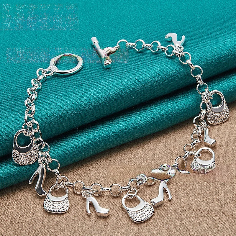 925 Sterling Silver Bracelets for Women Men Handmade Shoes Shape Wedding Party Christmas Birthday Gift High Quality Jewelry