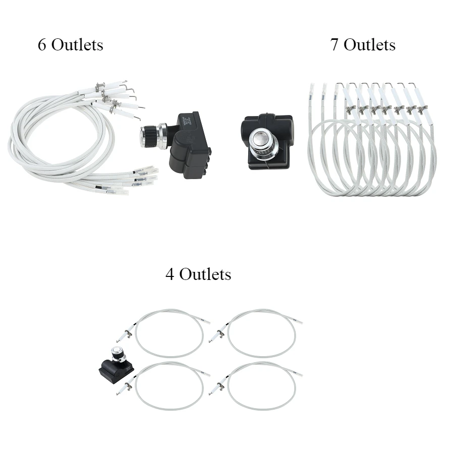 

4/6/7 розеток, универсальный кнопочный воспламенитель батареи типа АА с проводами воспламенителя гриля для Char-Broil Brinkmann Blackstone Griddle