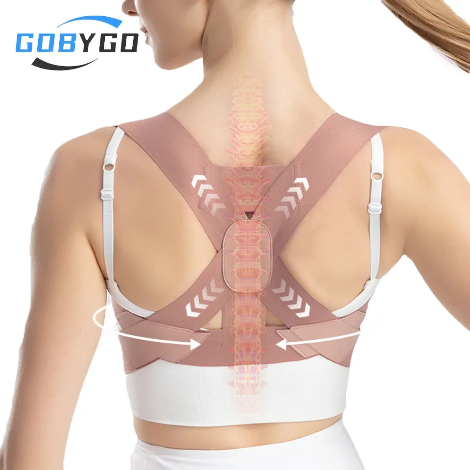 

GOBYGO 1Pcs Corrective Strap Free Adjustment Invisible Back Correction Stretch The Hunchback Orthodontic Appliance Men Women