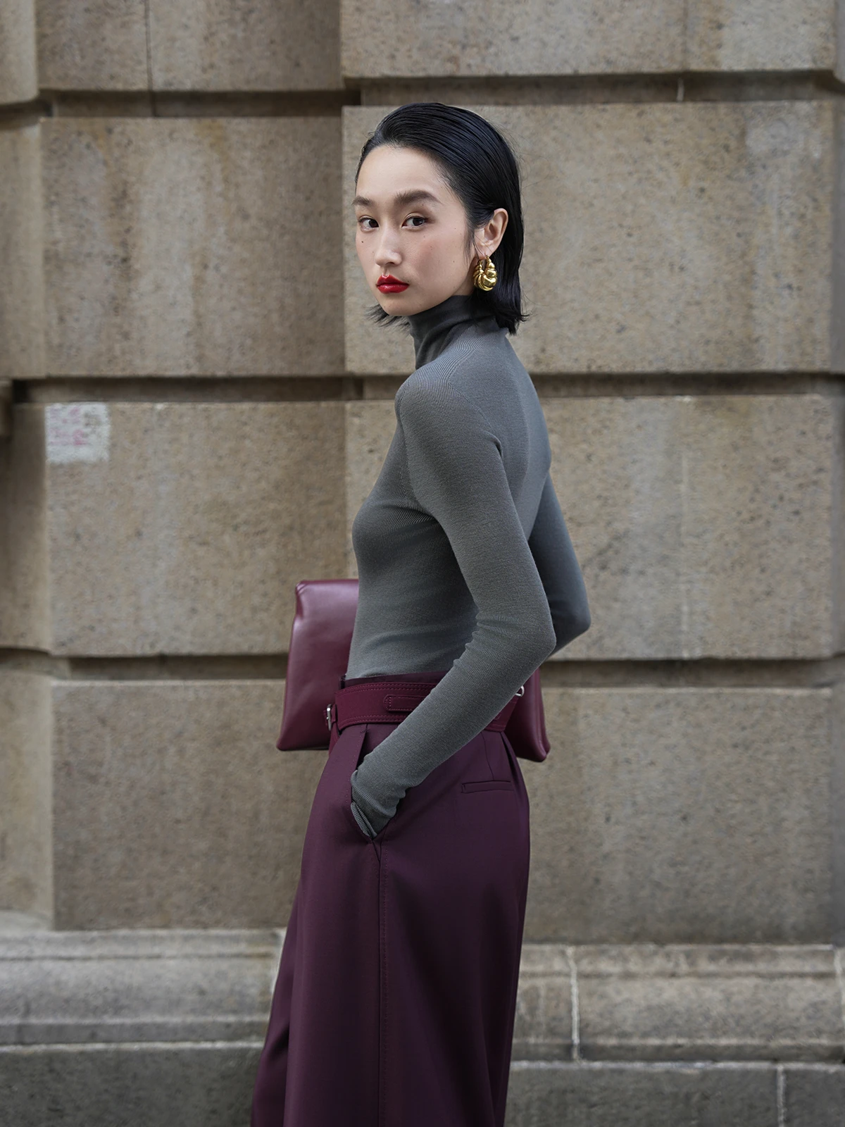 

LemonChen Sli High Ne Woolen Base irt Sl One-Piece Yangzi Yarn 8 Needles Women's Knitted Sweater Casual Slim Fit