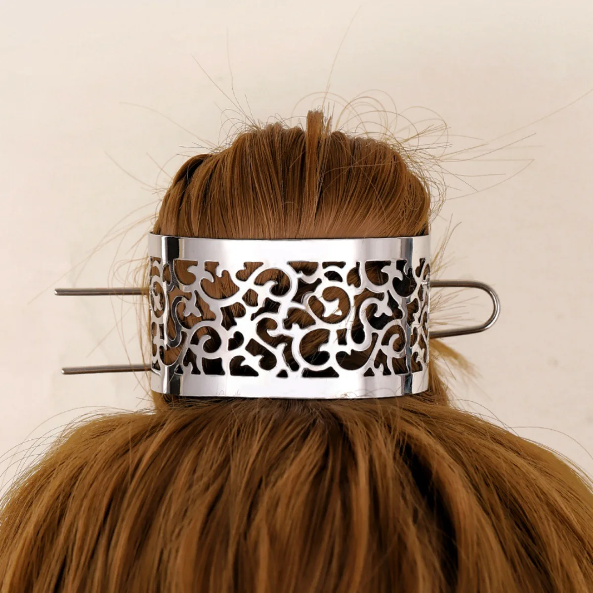 

Vintage Hollow Carved Metal Hair Barrette Clip – Elegant French Style Updo Holder for Women