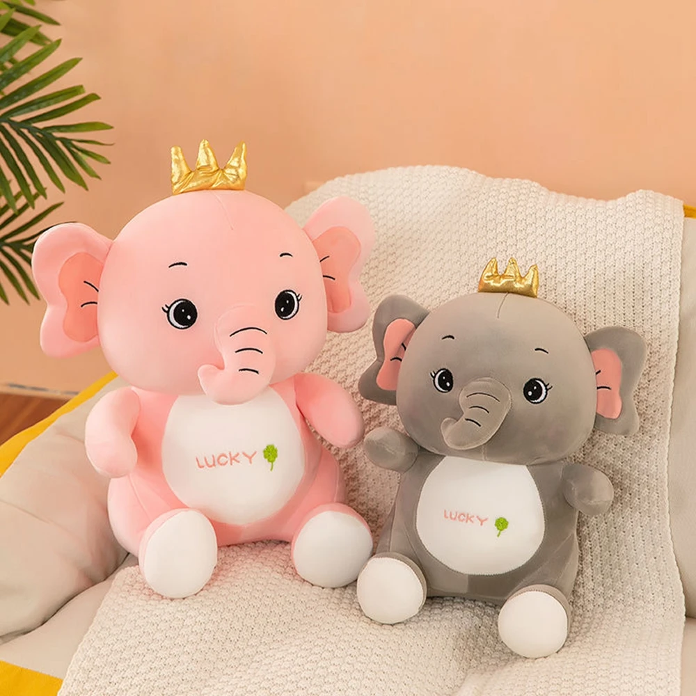 

40CM Lucky Crown Elephant Plush Toy Sleeping Pillow Cute Comfort Baby Elephant Doll To Give Children Birthday Gifts Christmas