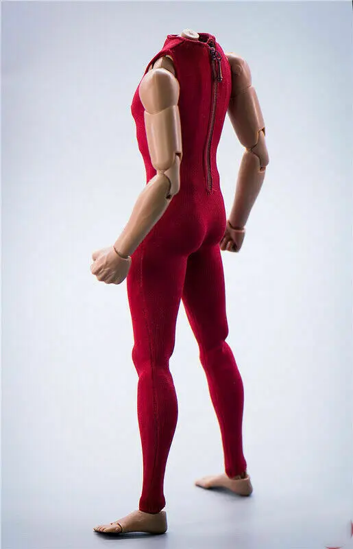 DIY 1/6 Scale Red Jumpsuit Clothing tights Sleeveless For 12