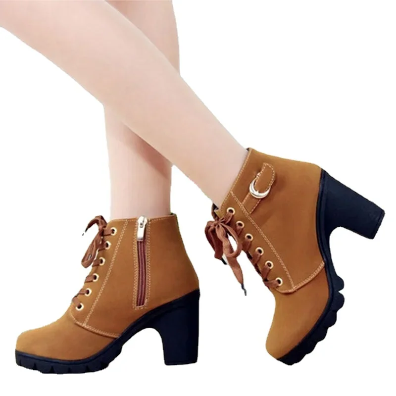 Women High Heeled Ankle Boots Ladies Autumn Winter Womens Shoes High Heels 8.5cm Female Boot Botas De Mujer Plus Size 2024