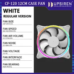 UPSIREN CF-12 Case fan 12cm 5V 3Pin ARGB and 4Pin PWM High performance mute cooling fan Halo light effect
