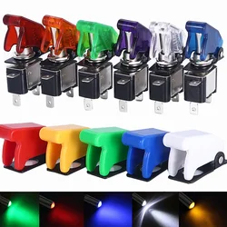 Auto Car Toggle Switch Boat Truck Illuminated Led With Safety Aircraft Flip Up Cover Guard Red Blue Green White ASW-07D 12V20A