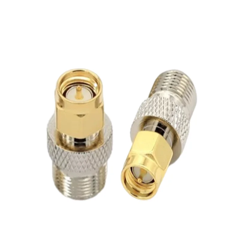 Conector coaxial RF Tipo F macho para plugue macho SMA, cobre puro, adaptador coaxial reto, 2pcs