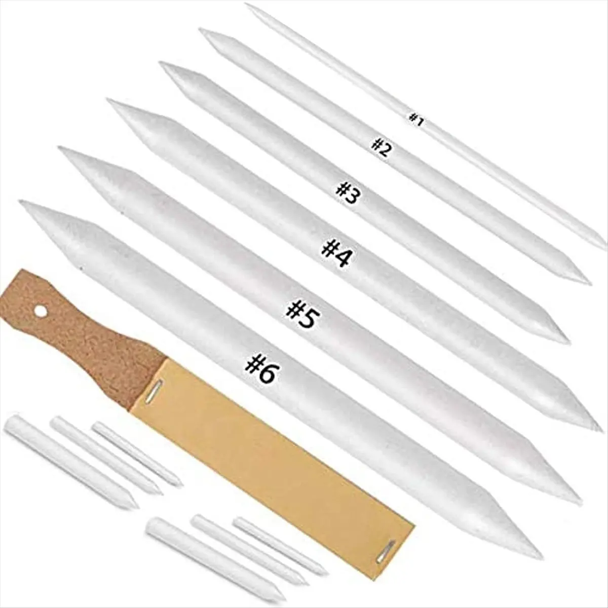 BHBL 12 PCS Blending Stumps and Tortillions Paper Art Blenders with Sandpaper Pencil Sharpener Pointer for Student Artist