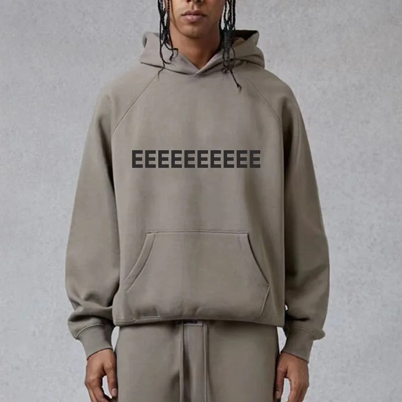 تصميم فاخر كبير الحجم هوديس الصدر المطاط رسالة الذراع عاكس إلكتروني شعار هوديي مجموعة أزياء العلامة التجارية الرجال القطن الشارع الشهير #4