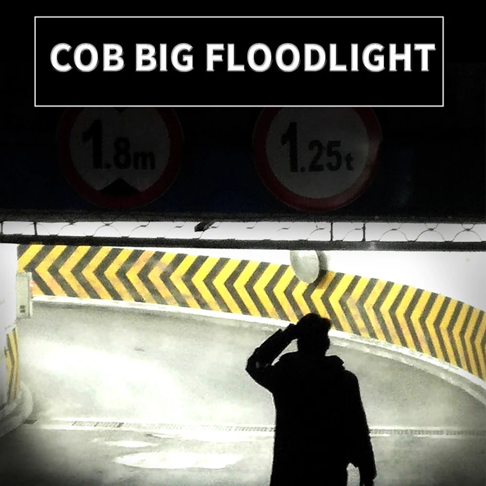 30W Motion Sensor LED Headlamp COB Head Torch USB Rechargeable Zoomable Headlight with Red COB Floodlight 6 Mode Front Lanterns