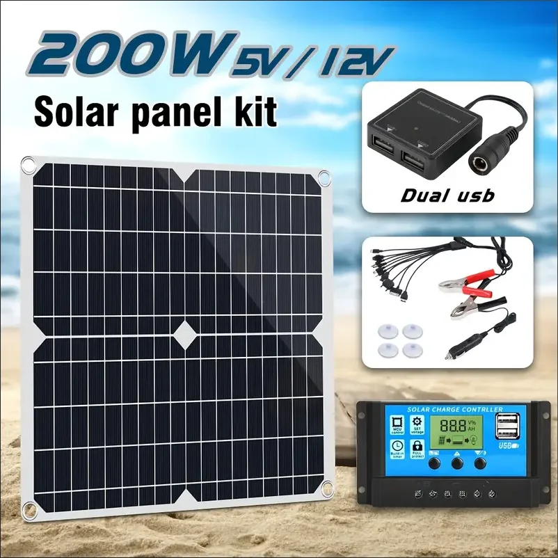 

200W400W Flexible Solar Panel 12V Battery Charger Dual USB With 100A Controller Solar Cells Power Bank for Phone Car Yacht RV