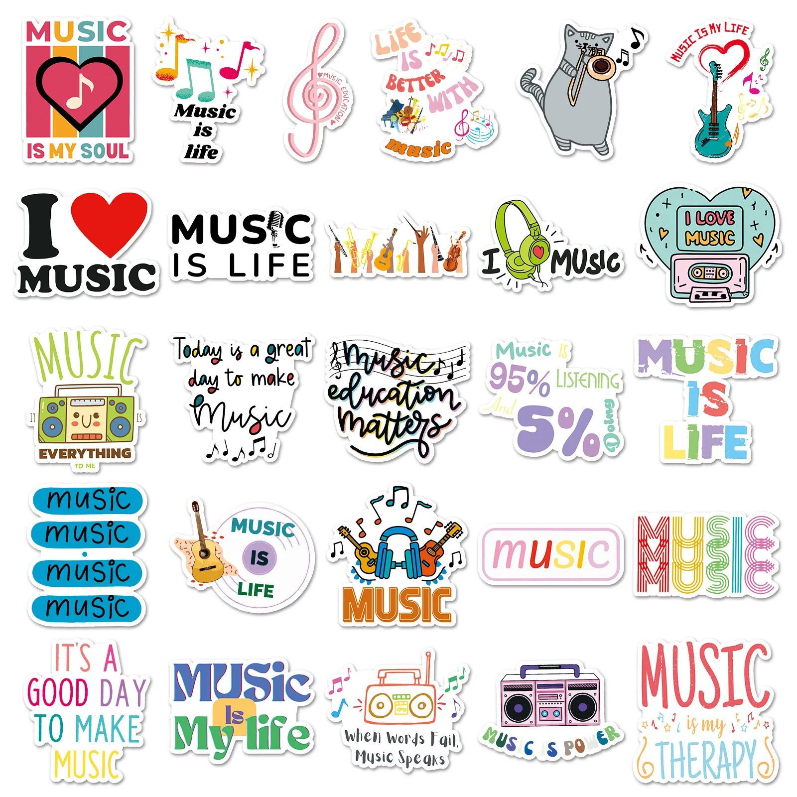 10/30/51PCS Liebe Musik Aufkleber Cartoon Personalisierte Graffiti Dekorative Wasser Tasse Gitarre Skateboard Wasserdicht Aufkleber Kinder spielzeug