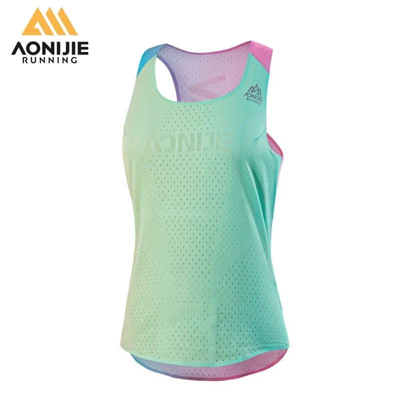 AONIJIE Summer Women Sports Vest Mesh Quick Drying Fitness Marathon Jogging Yoga Gym Running Sleeveless Vest Tank Top Female