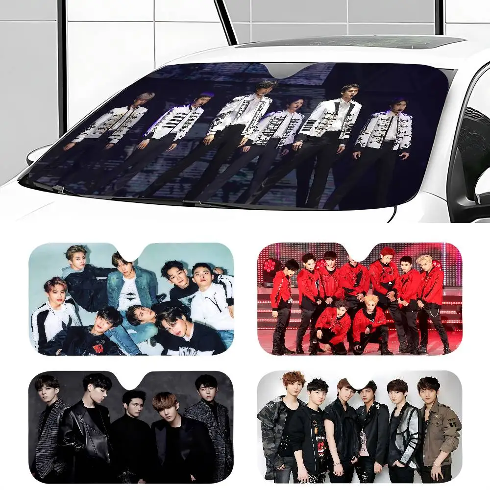 

Korean Group E-EXO-CBX Windshield Sun Shade For Sedans,51.2" X 27.5"Upgraded Car Sunshade For Front Windshield Visor Protector