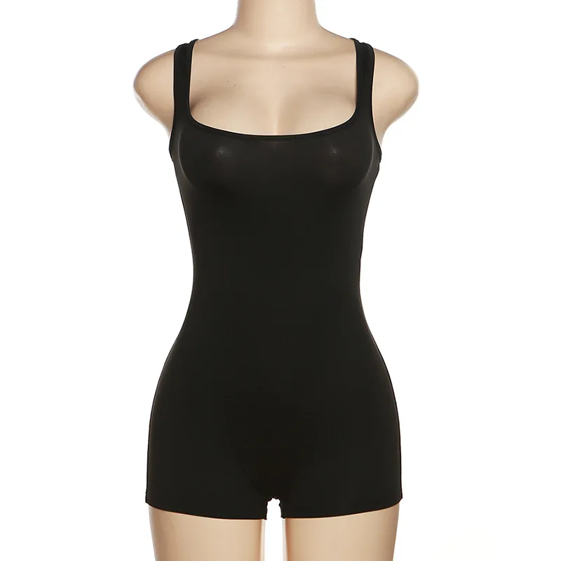 

Women Fashion Sexy Bodycon Jumpsuit 2025 Summer New Solid Sleeveless Clothes Female Sport Gym Street Jumpsuits Casual Playsuits
