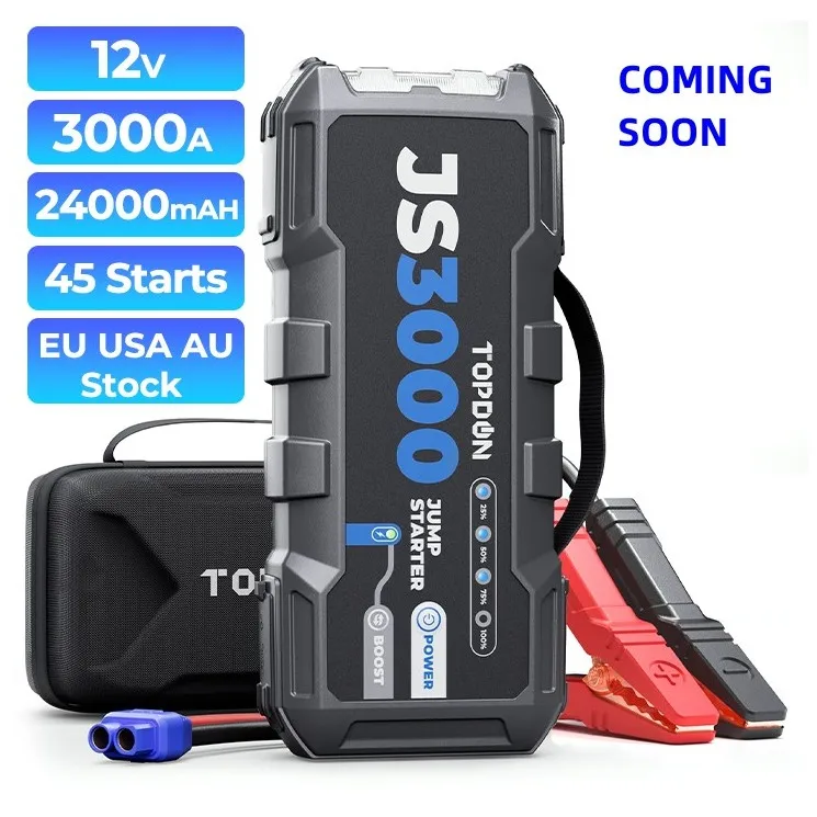 TOPDON Factory Supply JS3000 3000A 24000mAh 12V Multi-function Portable Car Automotive Battery Booster Power Bank Jump Starter