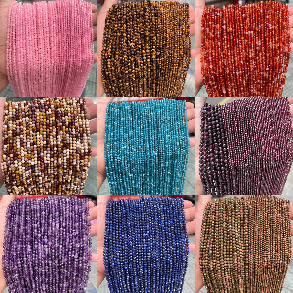 Cheap Natural 2 3 4mm Faceted Amethyst Lapis Lazuli Agate Gemstone Loose Bead for Jewelry Making DIY Bracelet Necklace Accessory