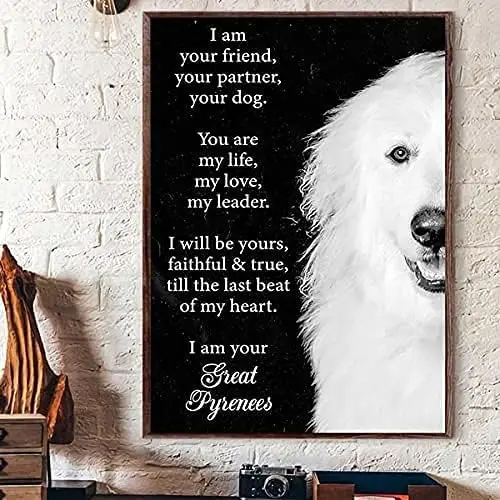 Великолепные Пиренеи, влюбленные, я ваш друг, ваш партнер, ваша собака, металлический жестяной плакат, настенный плакат, винтажная кухня, ферма, двор, гараж