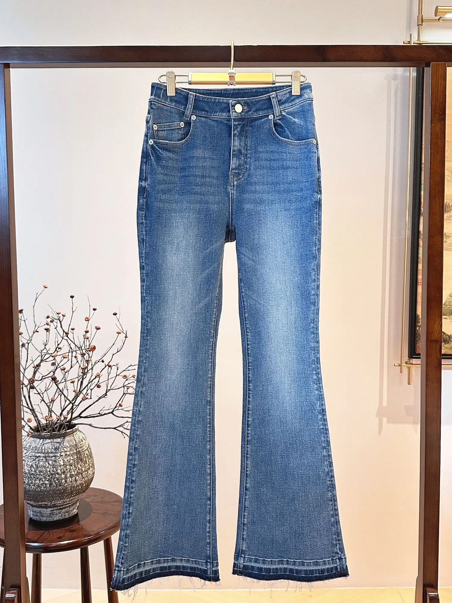 

Джинсы Faionable Bell Bot женские, с высокой талией, на молнии, синие, однотонные, износостойкие, весна 2026, новинка