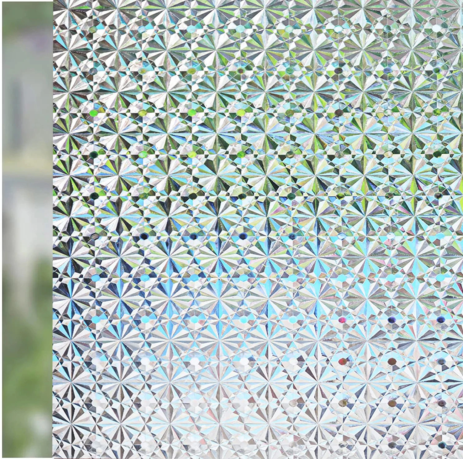 Window Privacy Film Static Glass Window Clings Vinyl 3D Window Decals Rainbow Window Sticker for Glass Door Heat Control Anti UV