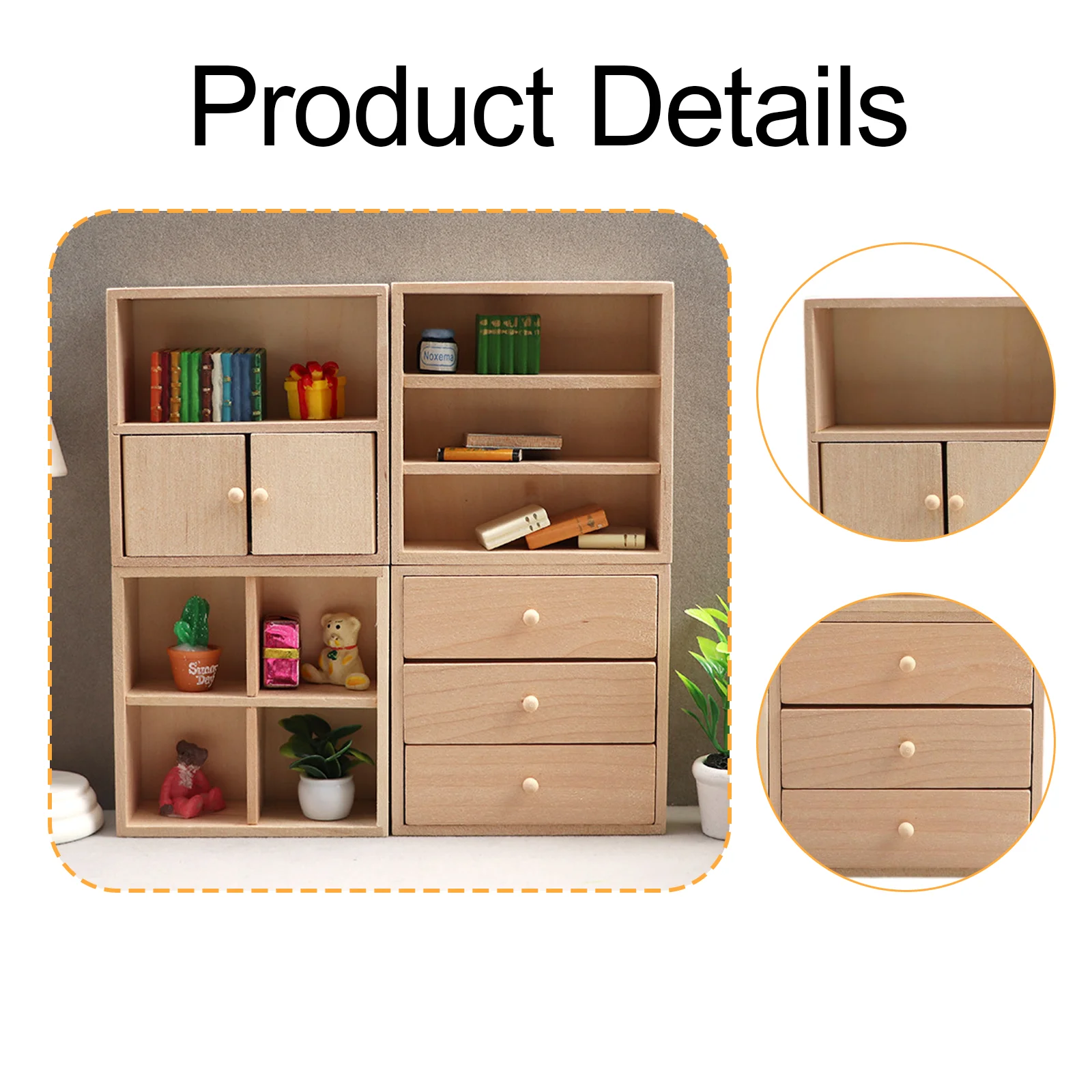 Casa de bonecas mini armário conjunto modelo de madeira clássico móveis casa de boneca prateleira exibição para boneca bjd peças playset