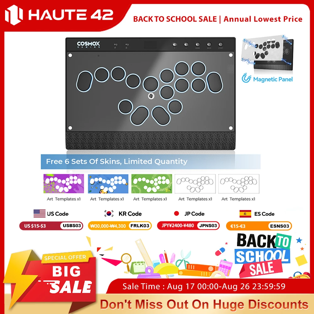 Haute42 Magnetischer Stickloser Arcade-Controller Tastatur C16-S Hitbox Hebelloser Controller für PC/PS4/PS5/Switch Fight Stick Hitbox
