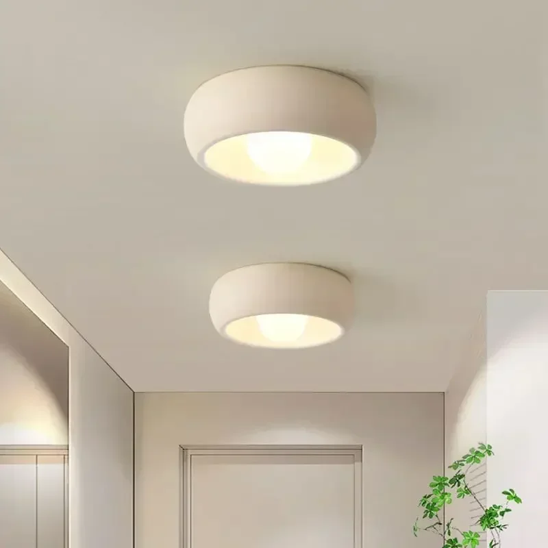 LED Ceiling Cloakroom Entry Aisle Ceiling Chandelier Japanese Wabi Sabi Style Circular Hallway Light Balcony Home Decor Lighting