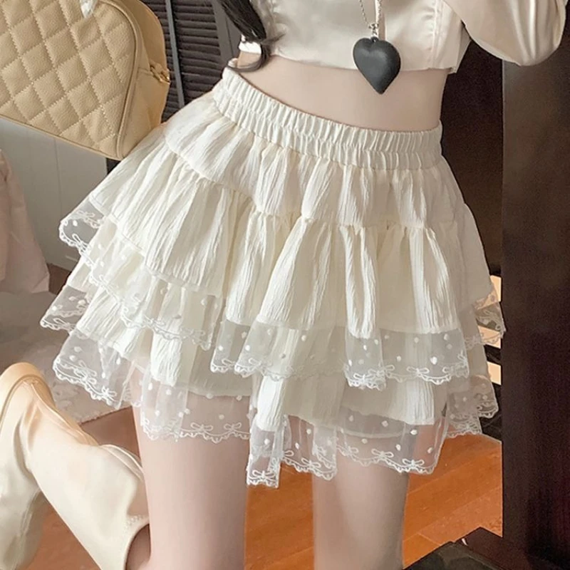 

Zjaiss 2026 Летние женские мини-юбки-шорты в балетном стиле с высокой талией, многослойные, пышные, А-силуэт, с подкладкой, утягивающие, для миниатюрных женщин