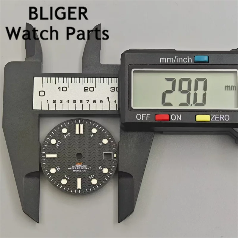 BLIGER 29mm/31mm Sterile Dial Black White Blue Watch Dial Green luminous Fit NH34 Movement Watch replacement parts