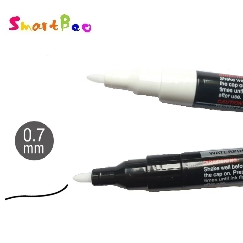 0.7mm Extra Fine Tip Acrylic Paint Marker Pen Waterproof Ink Flow Smoothly Black White Color Make Custom Shoe, Paint on Rock