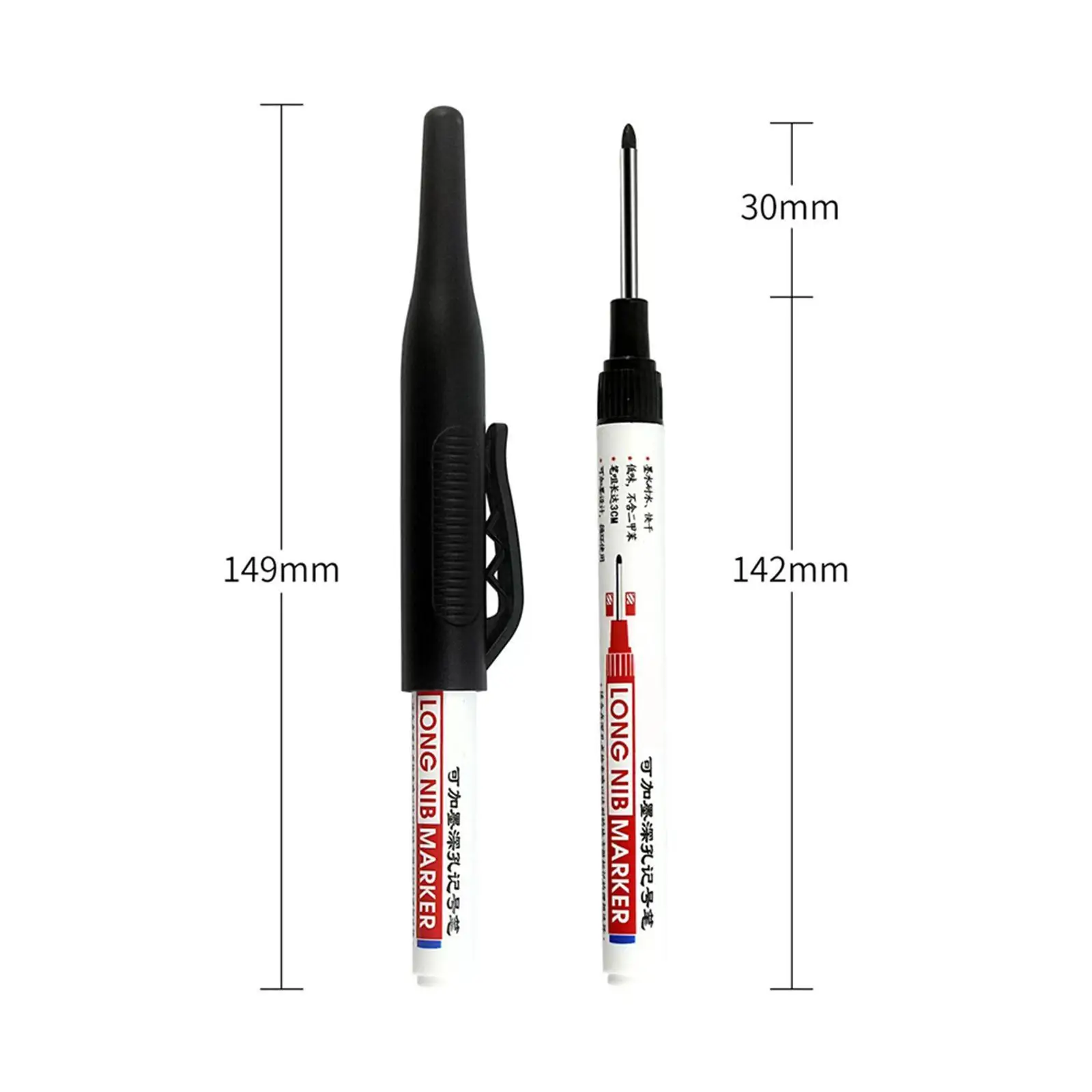 4Pcs 32mm Long Head Deep Reach Markers Woodworking Stone Ink Refill Tool Pen