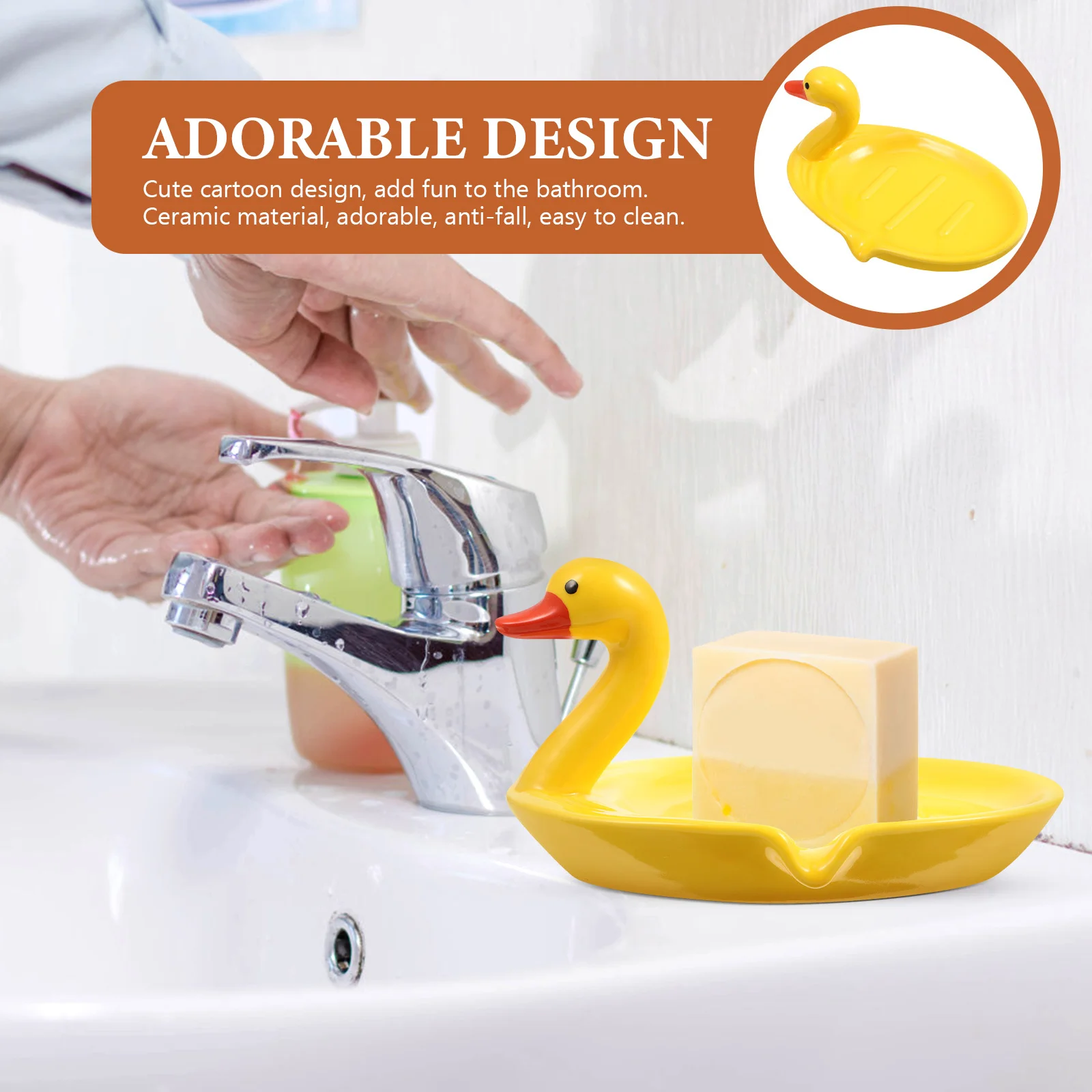 

Bath Soap Dish Cute Cartoon Duck Tray Small Self Draining Holder Household Self-draining Bathroom Holders