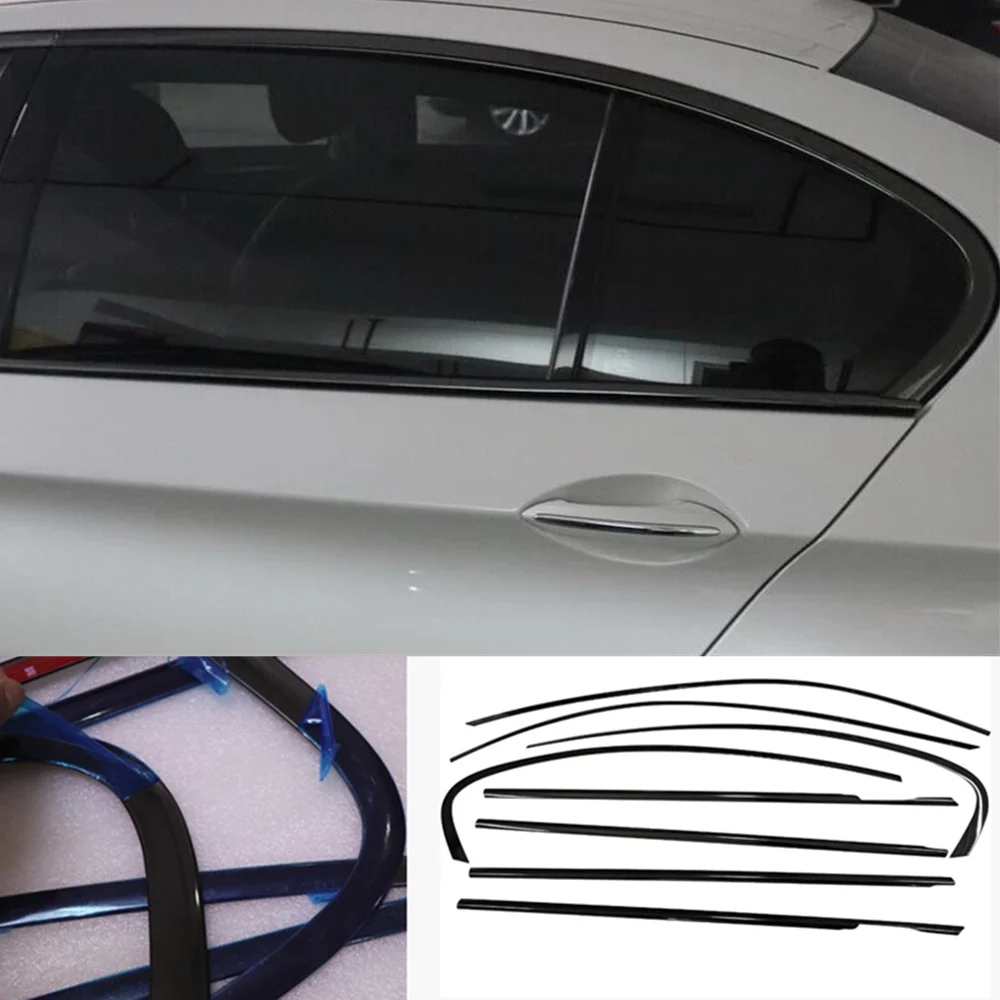 Beautify Decorate Gloss Black for BMW 5 Series F10 11-2017 Side window Frame cover Trim Molding Sealing strip Car Accessories