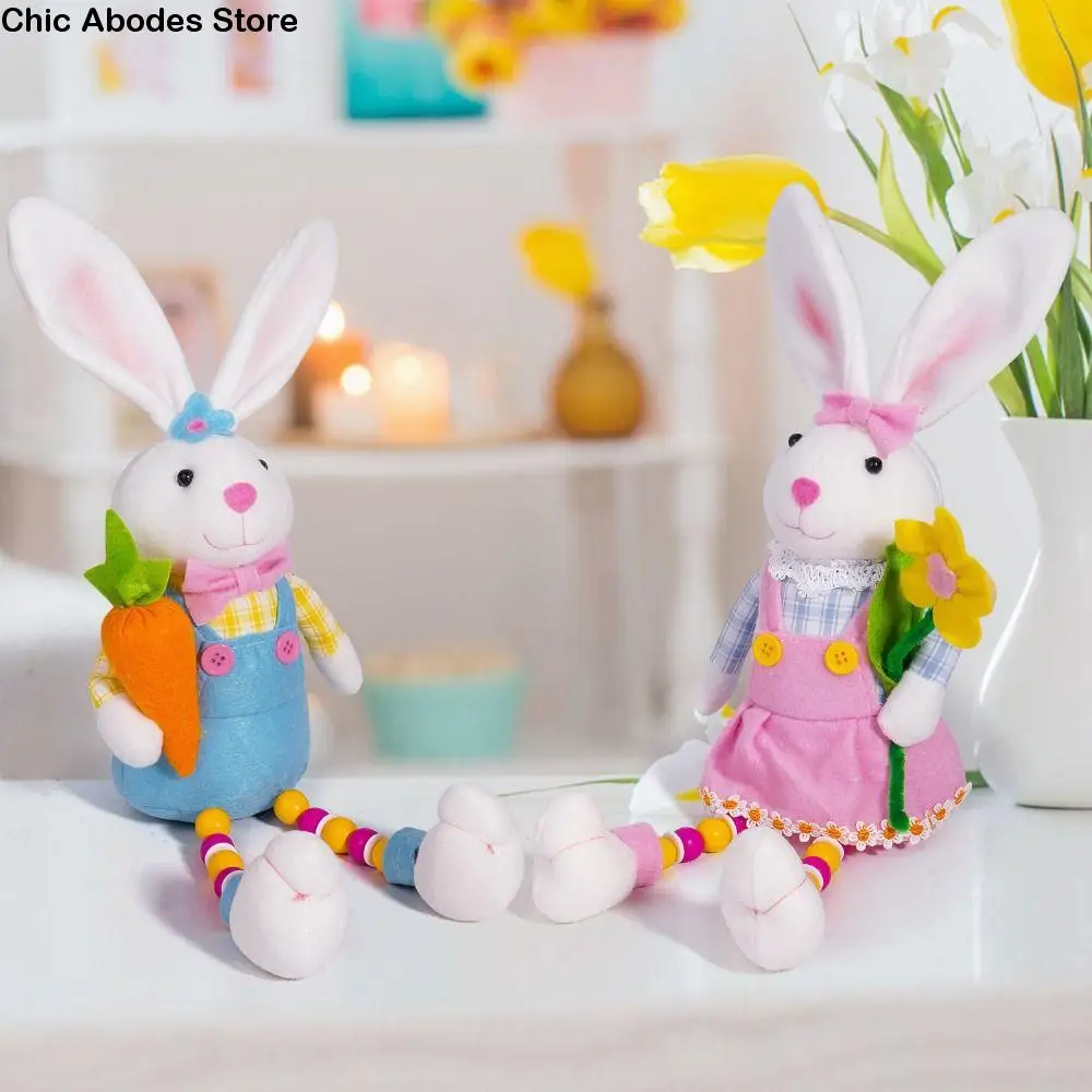 

Creative Plush Easter Bunny Sitting Doll Cute Exquisite Rabbit Holding Radish Doll Handmade Happy Easter Decoration Party Favors