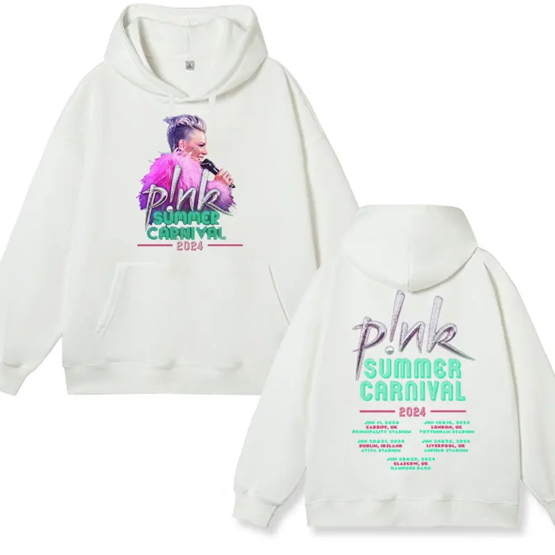 Rare P!nk Pink Summer Carnival 2024 Festival World Tour Hoodie Male Autumn/winter Fashion Sweatshirts Oversized Fleece Pullover