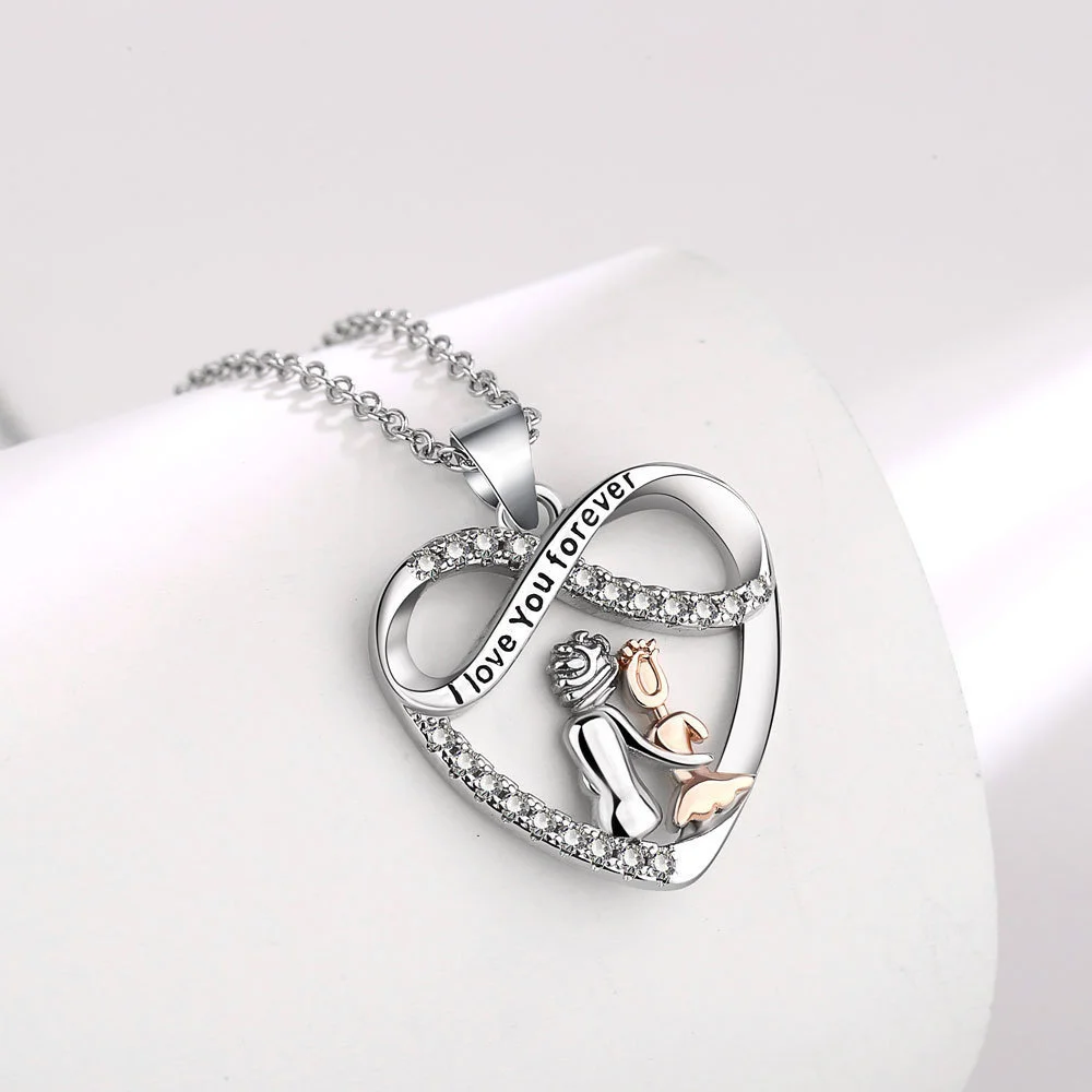 Dainty Endless Love Mother and Daughter Necklace for Women Exquisite Love Heart Shaped Pendant Clavicle Chain Mother's Day Gift